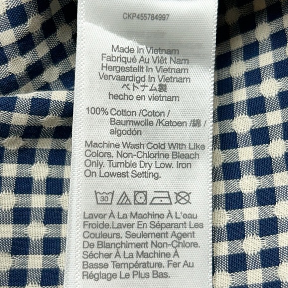 Madewell Textured Cotton Wrap Top Blue White Gingham - Size XXL - Picture 10 of 11